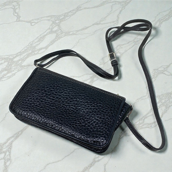 Brighton Pebble Collection Black Leather Crossbody Wallet Organizer Purse Bag - Picture 7 of 8